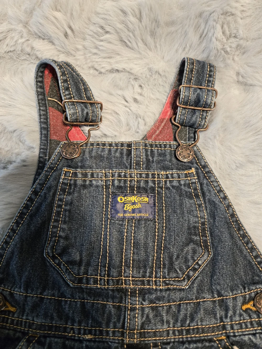 OshKosh B'gosh Flannel Lined Denim Carpenter Overalls 18M
